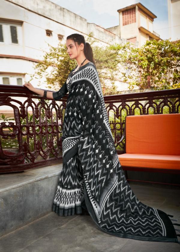 Shvetambar Black Patola Fancy Linen Silk Saree Collection